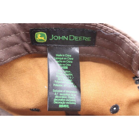 JOHN DEERE Hat Cap Baseball Trucker Embroidered Buck Logo Barbed Wire Brown - Picture 9 of 14